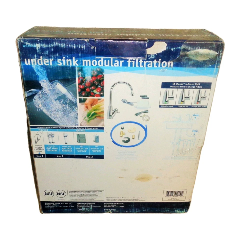 Grifo de cuello alto cromado Whirlpool WHAB-6014 debajo del fregadero Foto 2 de 4