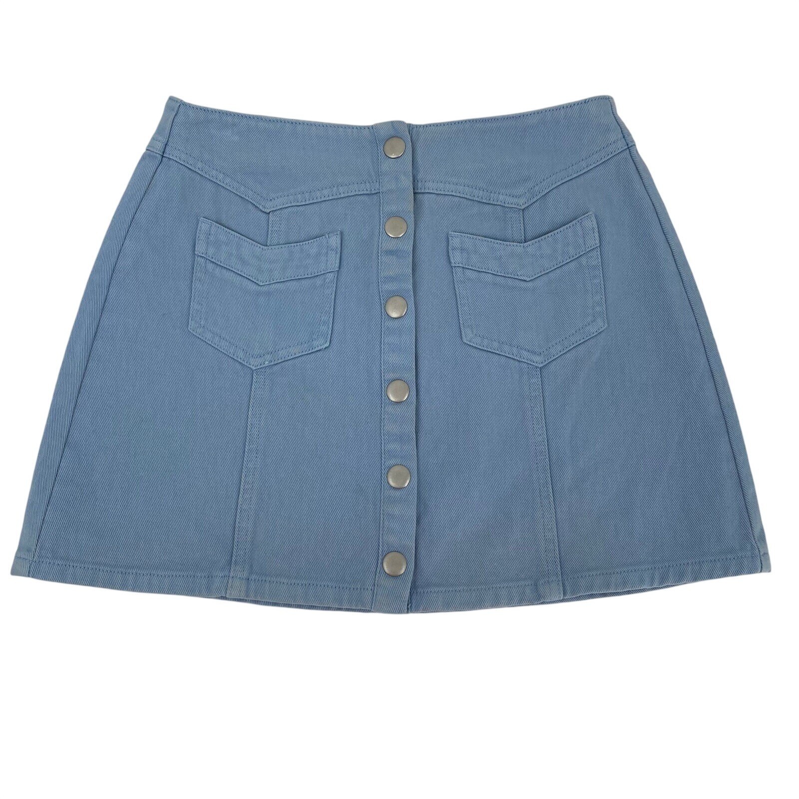 Kendall & Kylie Blue Denim Mini Skirt Button Front Western Yoke Size 27 Summer