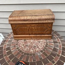 Antique Domestic Treadle Sewing Machine Wood Cover Top Coffin