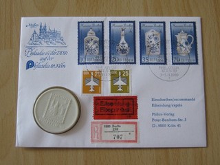 Numisbrief Meißen Philatelie in der DDR Porzellan Medaille 1989 Express