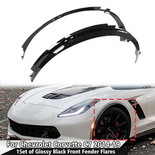 2Pcs Glossy Black For Corvette C7 14-19 Front Wheel Trim Fender Flares Extension