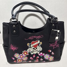 ED HARDY Black LOVE KILLS SLOWLY Tattoo TOTE Shoulder BAG