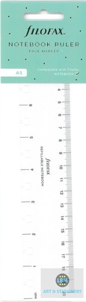Filofax Refillable NOTEBOOK Insert - A5 Size - Ruler / Page Marker Clear