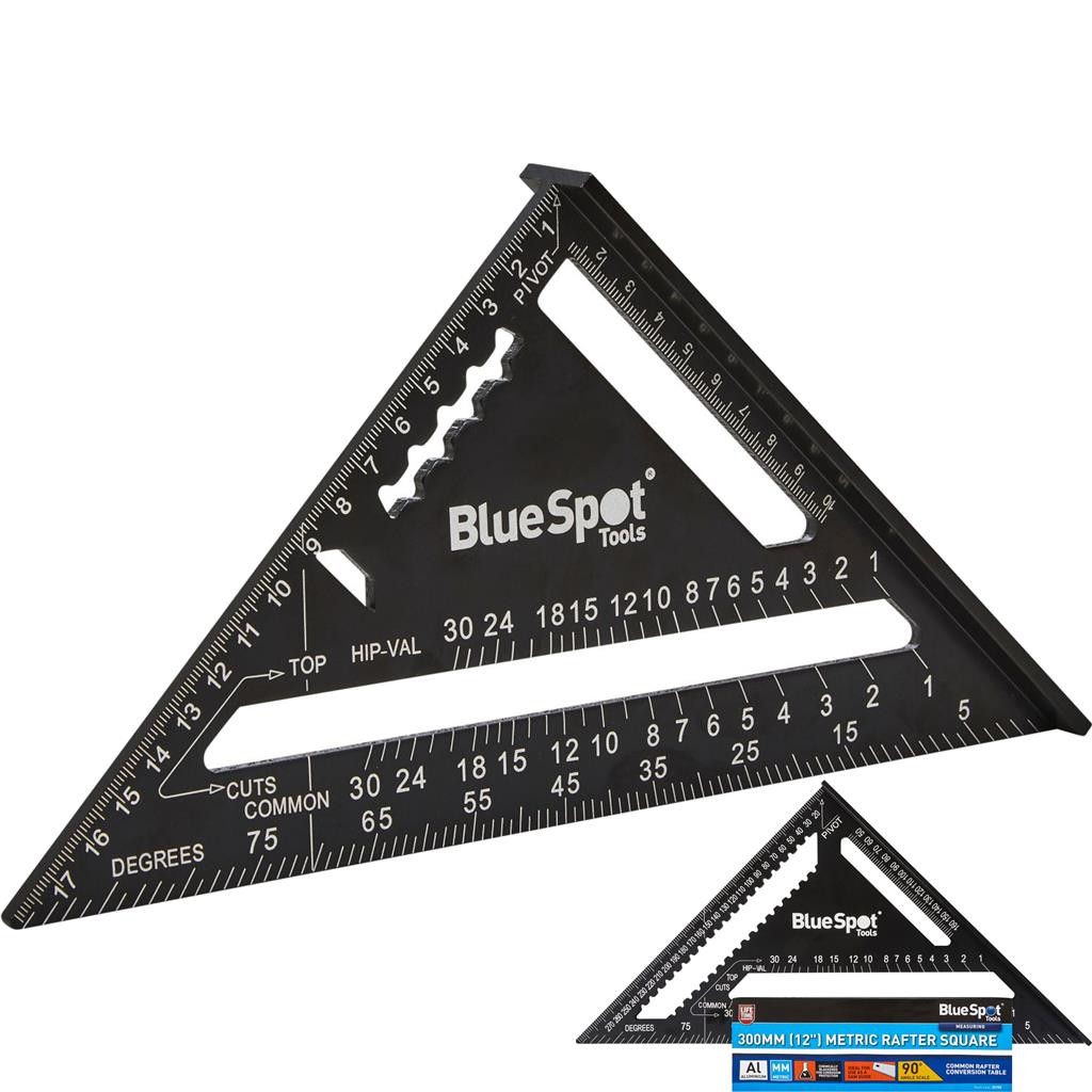 BlueSpot 12"" Square Aluminium Roofing Rafter Tri-square Mitre Saw Guide 150mm