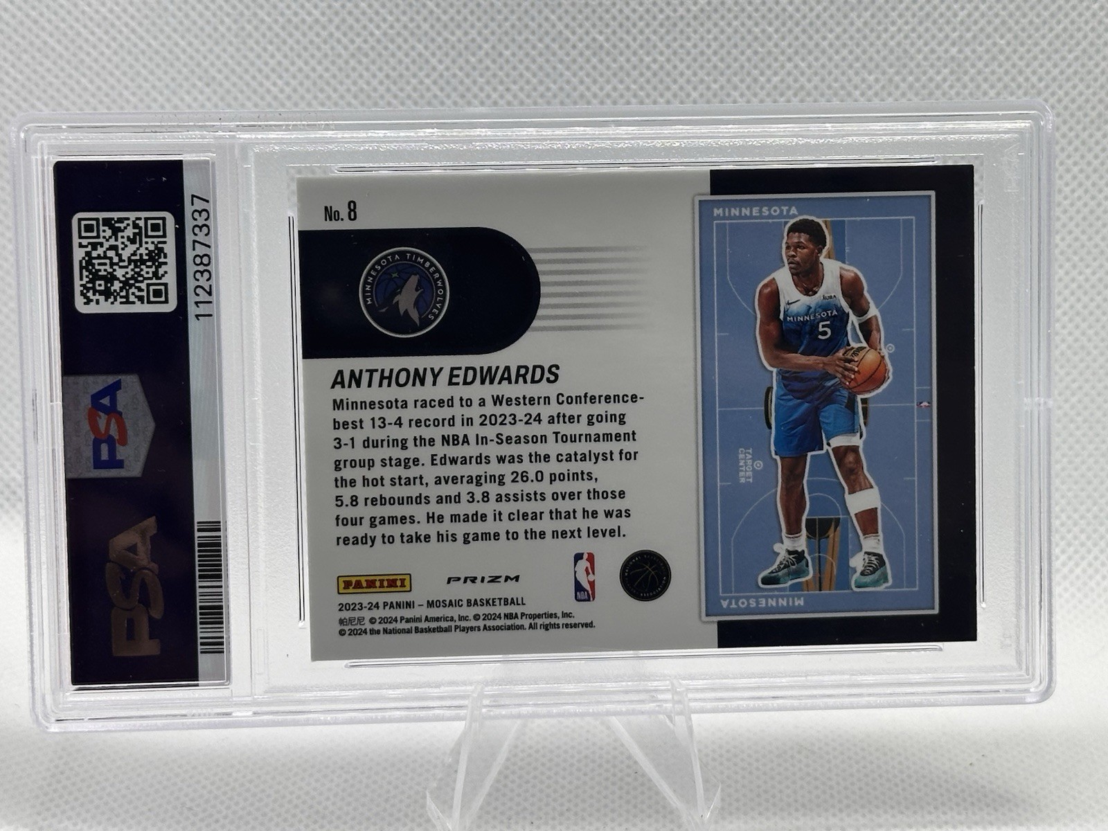 2023 Mosaic Anthony Edwards NBA In-Season Tournament PSA 9 view 3