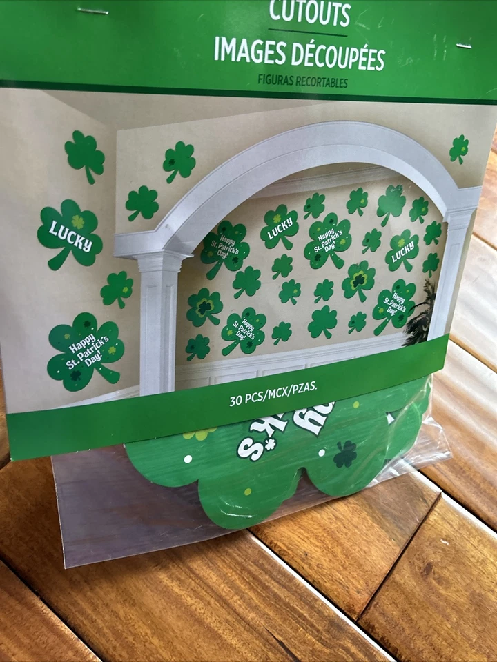 Бумажные вырезки St. Patrick's Day 30 в упаковке 5 дюймов 7 дюймов 9 дюймов 12 дюймов счастливый трилистник - Изображение 2 из 4