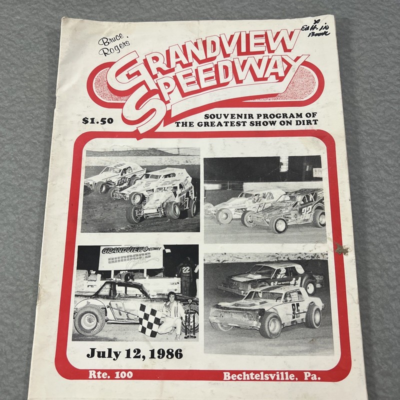 Vintage Grandview Speedway (PA) Official Souveinir Program - July 12, 1986