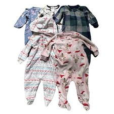 Baby Girl Footie Pajamas Cotton Fleece Two Way Zipper Size 3-6 Months