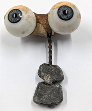 German Antique Hand Blown Rocker Glass Doll Eyes Blue 17mm E3-81a