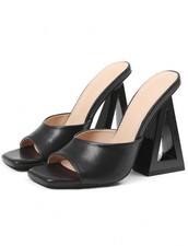 Women's High Heels Peep Toe Chunky Heel Mule