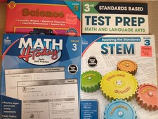 Grade 3 bundle: Math, Language and Science workbooks x4