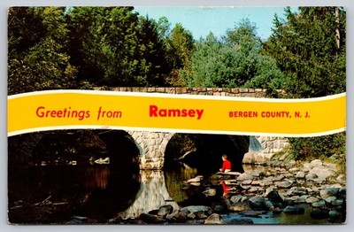 Ramsey NJ Stone Bridge Stream 1988 Postcard Bergen County New Jersey