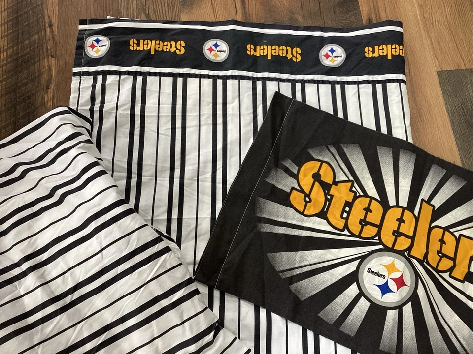 Juego de sábanas Steelers de fútbol vintage Twin Dan River almohada plana ajustada años 90 Y2K Foto 3 de 4
