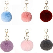 6 Pieces Pom Pom Keychain Soft Artificial Fur Ball Keychain Fluffy Accessories