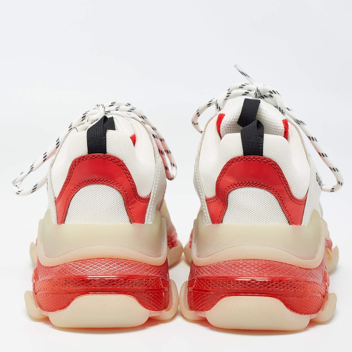 Balenciaga Triple S Clear Sole Size 41 White Leather and Mesh Low