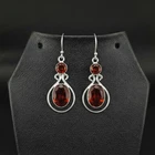 Garnet Gemstone 925 Sterling Silver Handmade Dangle Drop Earrings 2"