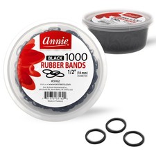 ANNIE 1000 Black Mini Rubber Bands   1/2  1000 Count Pack of 1 ,