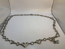 Vintage Boho Silver Toned Metal Heart Link Chain Hip Belt Adjustable