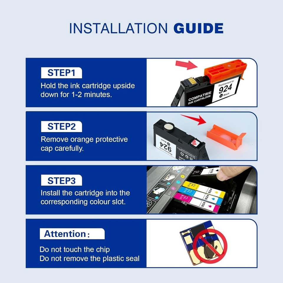 KINGWAY 924 Druckerpatronen Kompatibel für HP 924 924e Patronen Multipack für HP OfficeJet Pro 8120e OfficeJet Pro 8122e 8124e 8125e 8132e 8134e 8135e 8130e, 5er-Pack