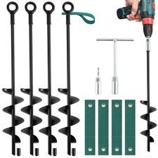 18-Inch Ground Anchors Screw in Heavy Duty, 4 Pack Shed Anchor Kit with Wrenc...