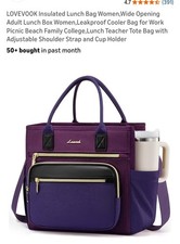 LOVEVOOK Insulated Lunch Bag, Wide Opening Leakproof Lunch Box 13L Purple