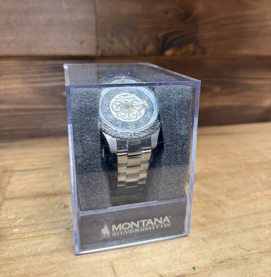 Montana Silversmith Reloj Hombre Clásico Analógico Alambre de Púas Chapado en Acero y Oro Foto 4 de 4