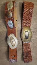 Chicos Belts Morocco Brown Leather Metal Buckle Vintage Lot Of 2 See Description