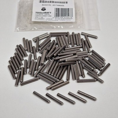 100x TOOLCRAFT 136242 Zylinderkerbstift Ø x L 4 x 26 mm Stahl 100 St. Kegelstift
