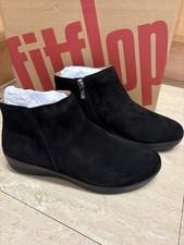 Fitflop UK 6 Sumi Ankle Boots Black Suede Side Zip Comfortable Versatile