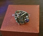 925-Bronze, China-Dreamer: Bronze/Silver Amethyst Pearl Butterfly Ring, Size 7.2 — photo 5