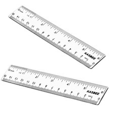2 Pack Clear Plastic Rulers, 6 Inch, Inches, Centimeters, School, Office Tool