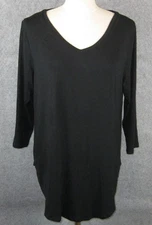 Cato Black 3/4 Sleeve Tunic Top Size Large NEW