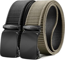 BULLIANT Men Belt-Reversible Ratchet 34"-38"Waist Adjustable, Black/Beige4504