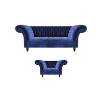 Moderne Sitzgruppe 2Tlg Sofa Dreisitzer Mit Sessel Chesterfield Sofagarnitur