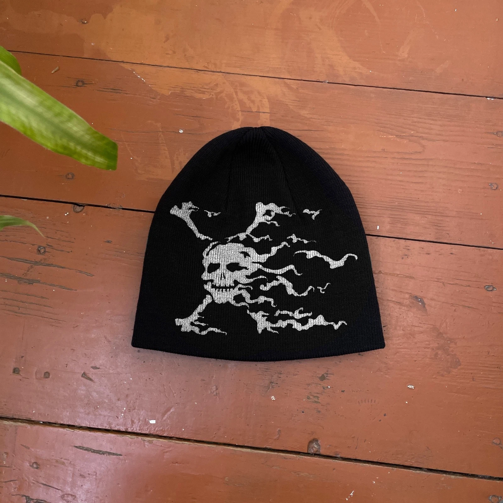 Flaming Skull Beanie Hat Gothic Horror Y2K Dark Grunge Streetwear