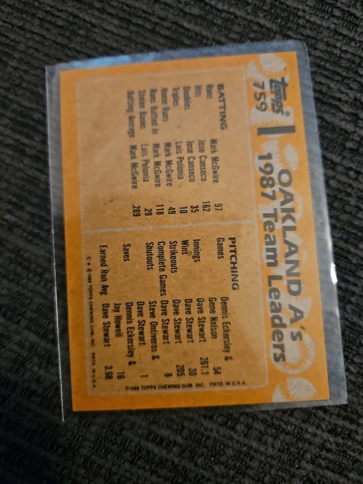 BASH BROTHERS 88 TOPPS ATHELETICS LEADERS - Image 2 of 2