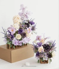 Ling’s Moment Flower Arrangement Set For Table French Lavender & Plum