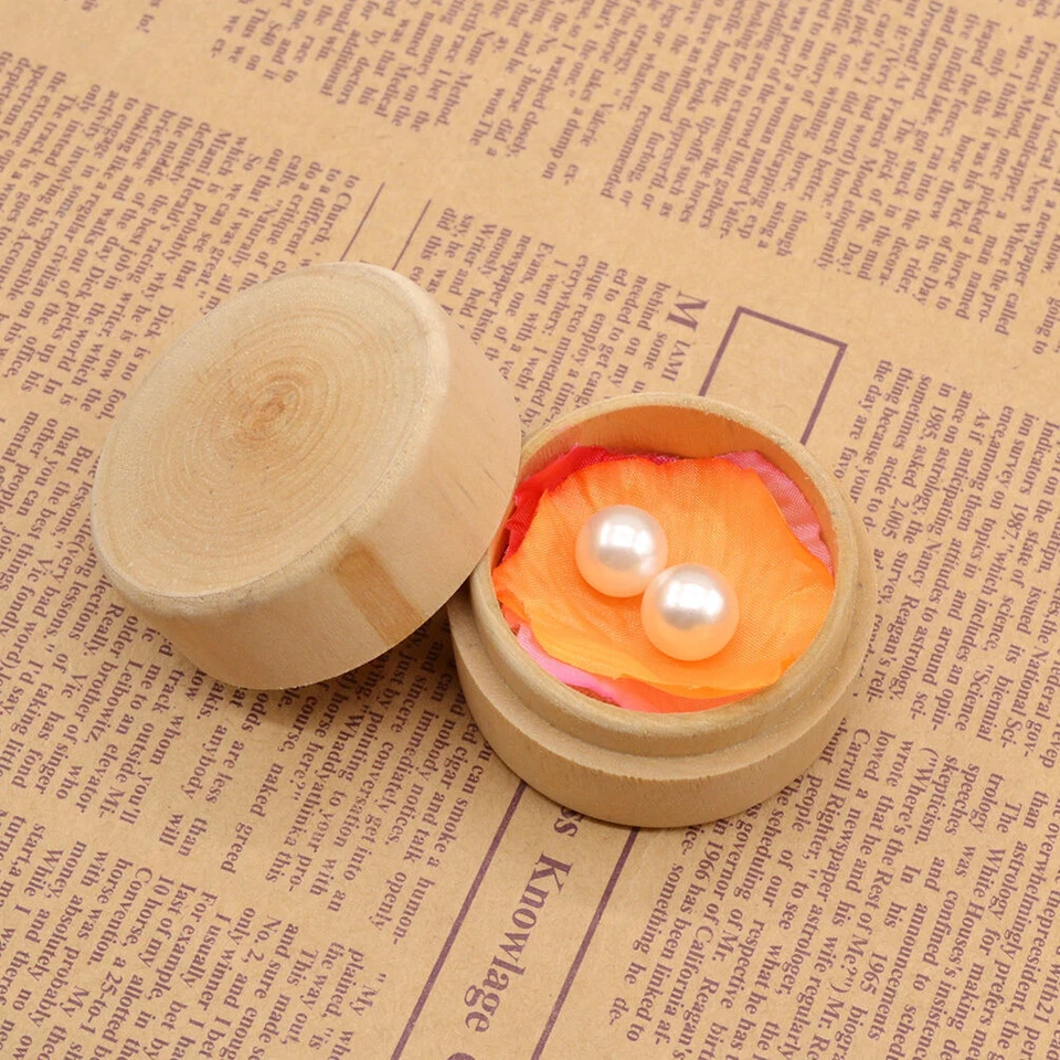 10Pcs Round Storage Box Wooden Personalized Ring Bracelet Necklace Gift Holder - Image 3 of 4