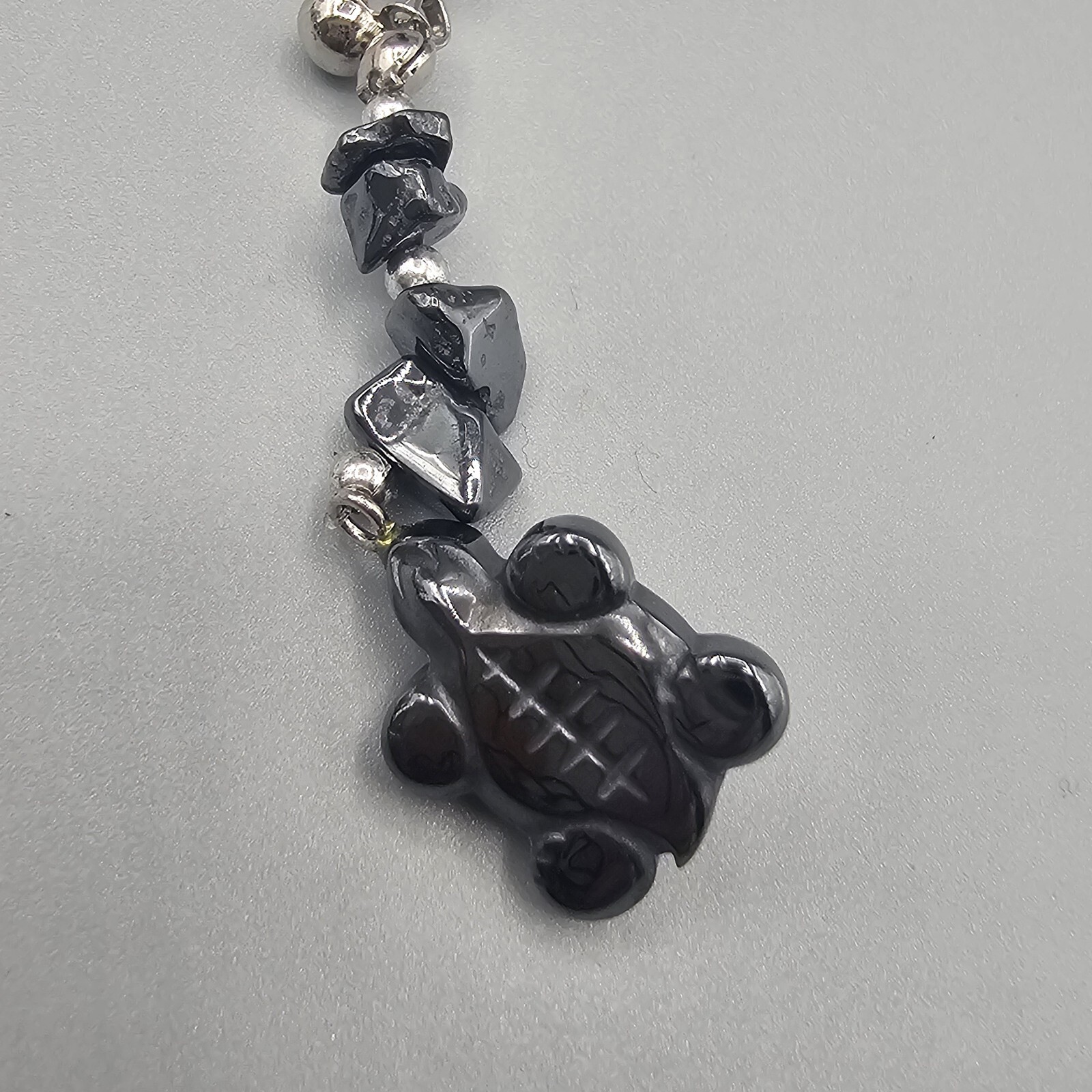 Hematite Turtle Earrings Beaded Dangle Pierced Ea… - image 4