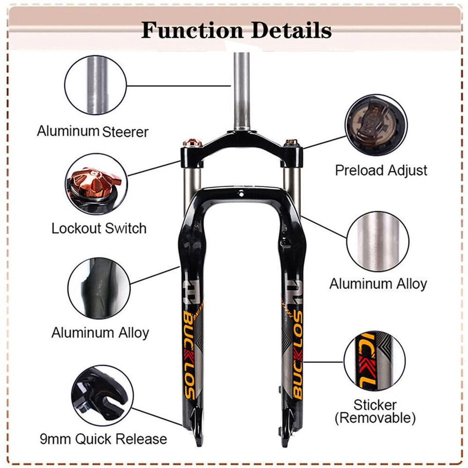 26"*4.0 QR Beach Oil Suspension Fat Fork 1-1/8" Disc Brake Snow MTB Bicycle Fork - Image 2 of 4