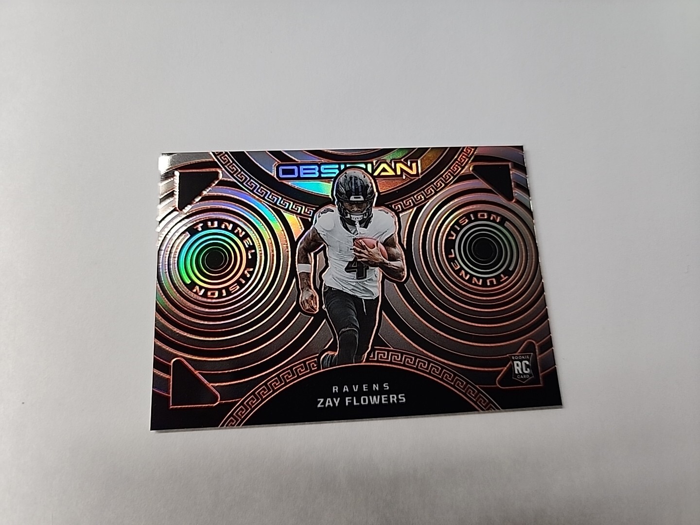2023 Obsidian Zay Flowers ORANGE Tunnel Vision RC 4/65 Jersey Number Match Z