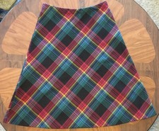 Vintage Rrrruss Skirt Pull On Rainbow Colorful Plaid Womens 12