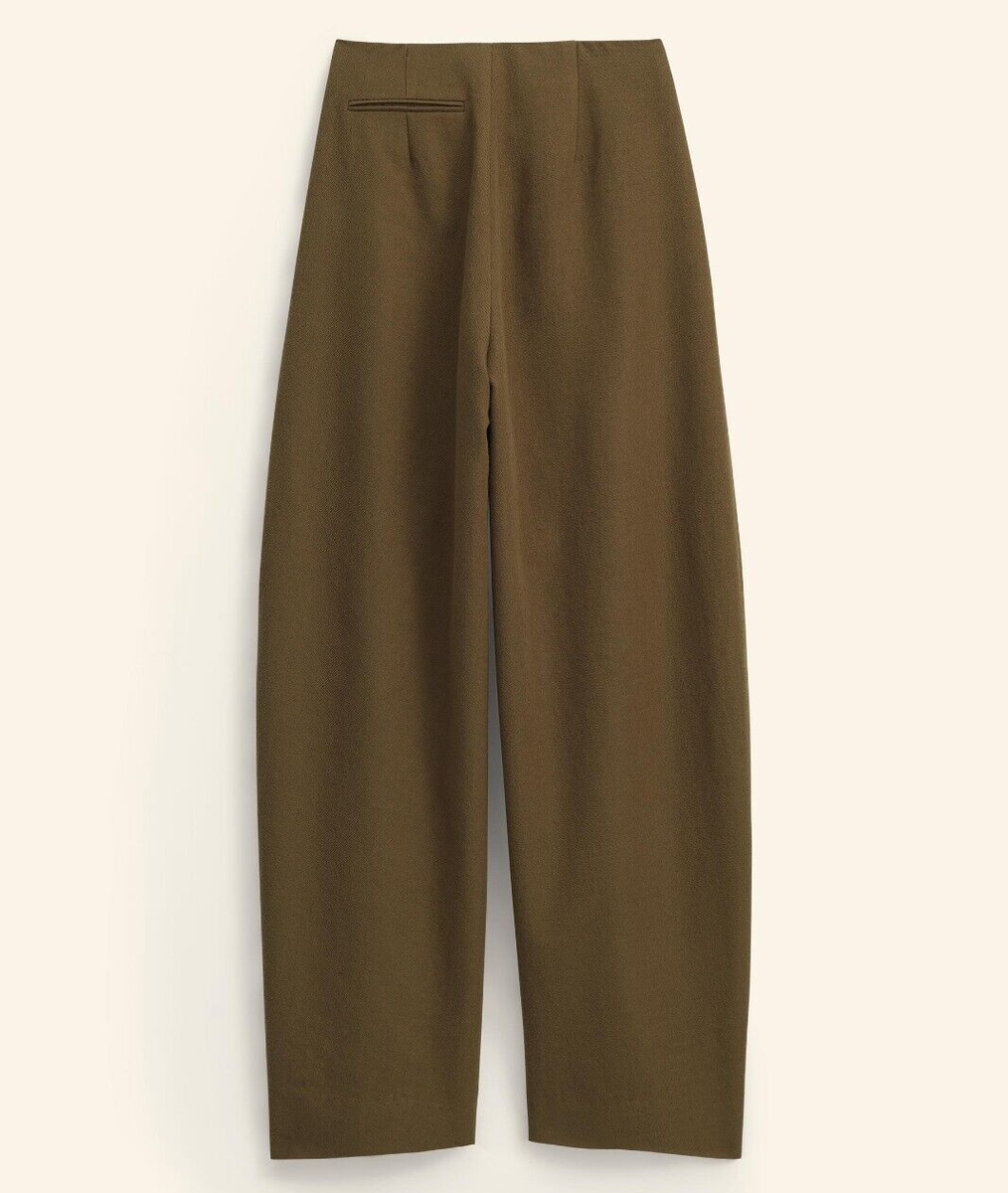 Zara Limited Edition 100% Wool Trousers Dark Camel Khaki Size S L