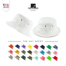 Bucket - The Hat Depot Cotton Unisex Packable Summer Travel Outdoor Hat 1500