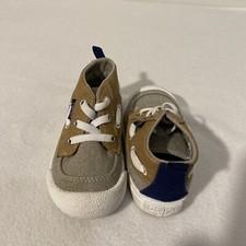 Oshkosh Size 7 Months Boys Brown Blue Shoes Sneakers