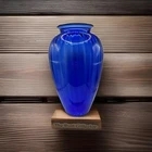 Large Cobalt Blue Anchor Hocking Ribbed Vase 13" Tall
