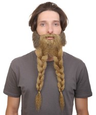 Adult Men's Dark Blonde Braided Vikings' Beard and Mustache M-1369