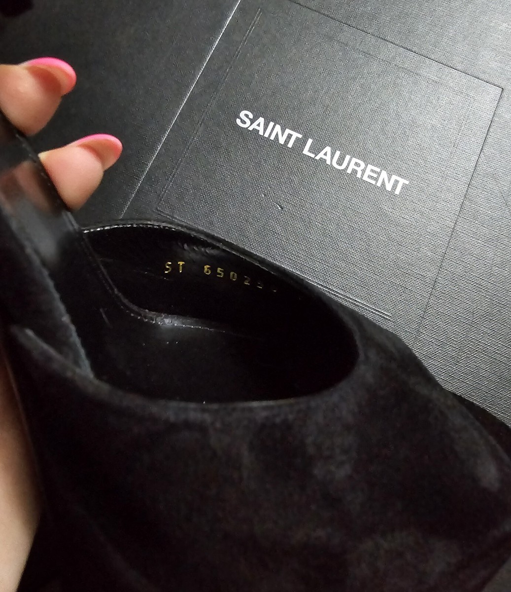 VIPSALE【SAINT LAURENT 】ジッピーサンダル SAINT LAURENT $1150 JODIE Black Platform Sandals Velvet Peep