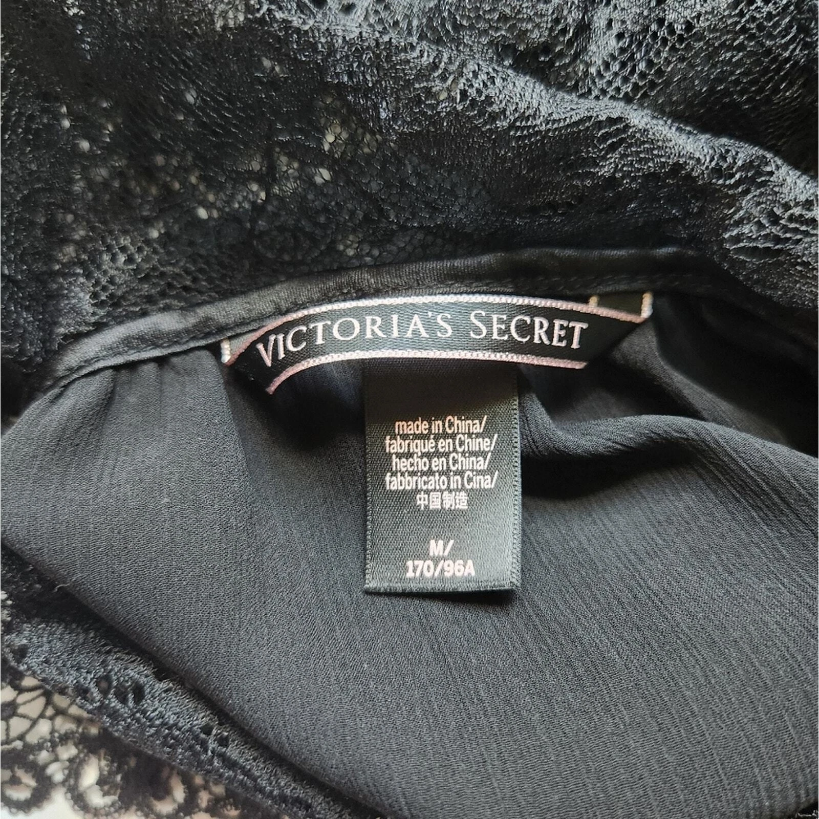 UNDERCOVER Vestito babydoll Victoria's Secret nero pizzo raso slip taglia M