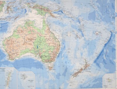 1958 Groß Karte Australasien South West Pacific New Zealand Macquarie Lord Howe